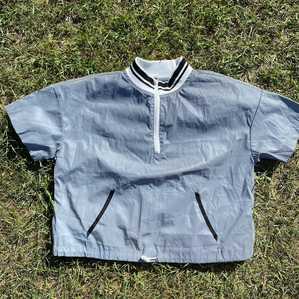 flirtitude Active Light Blue and Black Striped Zip Jacket